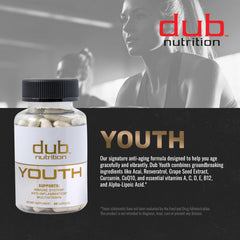 Dub Nutrition Youth bottle top view emphasizing 90 capsules