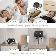 DUDUXI CPAP wall mount installed on wall with masks positioned for quick access.