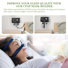 DUDUXI CPAP wall-mount setup beside bed creates a tidy nightstand area.
