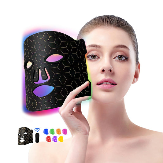 Duevie red light therapy mask on the face for at-home skin rejuvenation