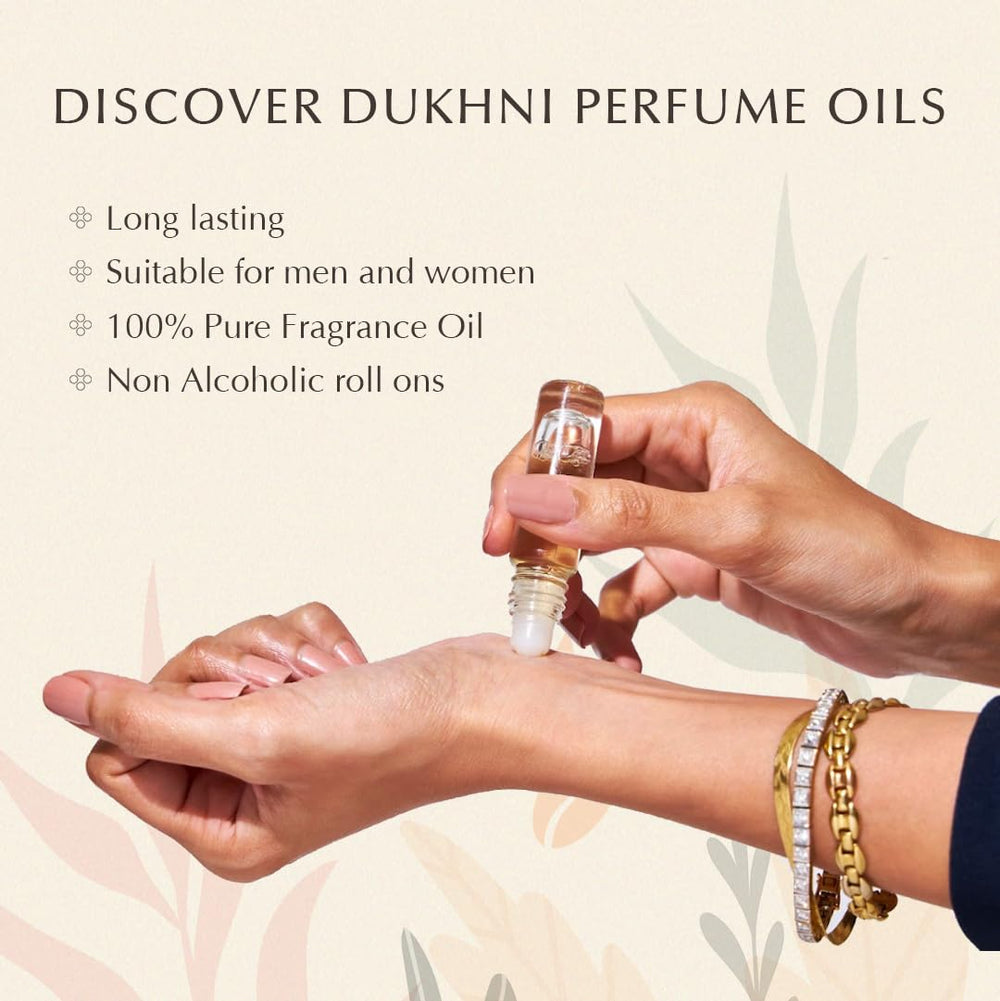 Dukhni Premiere Attar Set travel-size collection ideal for trips.