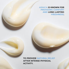 Dulàc Arnica Cream texture close-up showing lightweight absorption
