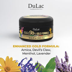 Smooth, lightweight texture of Dulàc Arnica Gel ready for massage