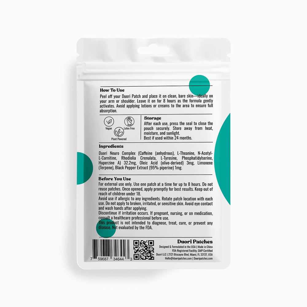 DUORI Neuro Patch offers up to eight hours of focused energy