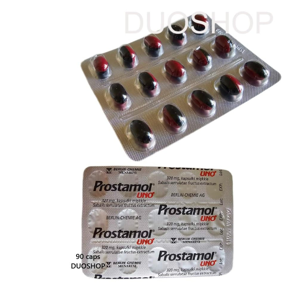 DUOshop Prostamol Uno softgels close-up highlighting easy swallowing