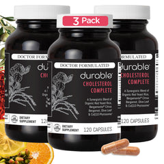 Durable Cholesterol Complete bottle with pour spout for daily support.