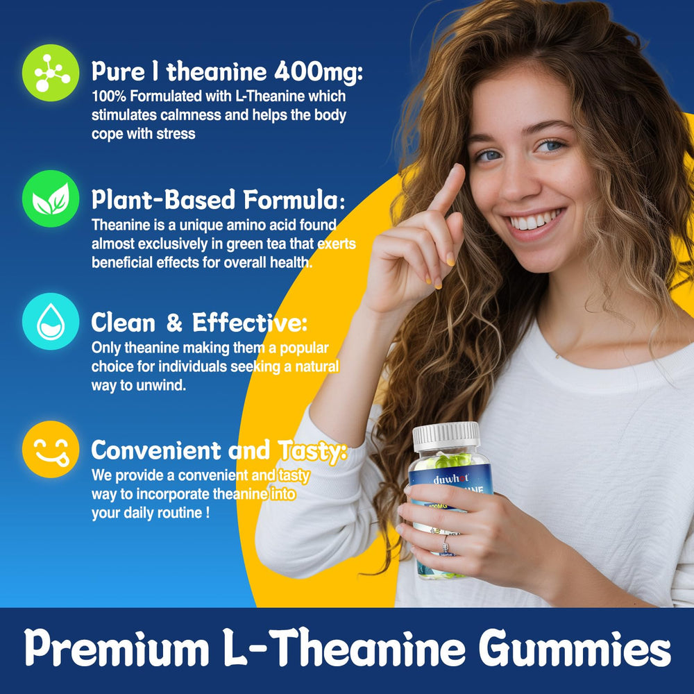 duwhot L-Theanine gummies bedtime scene suggests unwinding before sleep
