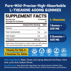 duwhot L-Theanine 400mg serving close-up shows two gummies for focus support