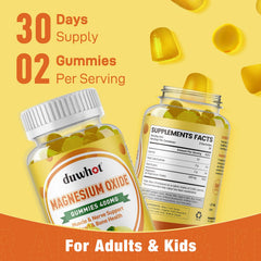 Duwhot Magnesium Oxide Gummies third-party testing badge signals quality assurance.