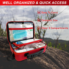 DWCHECK multi-compartment organization enables quick access to essential items in emergencies.
