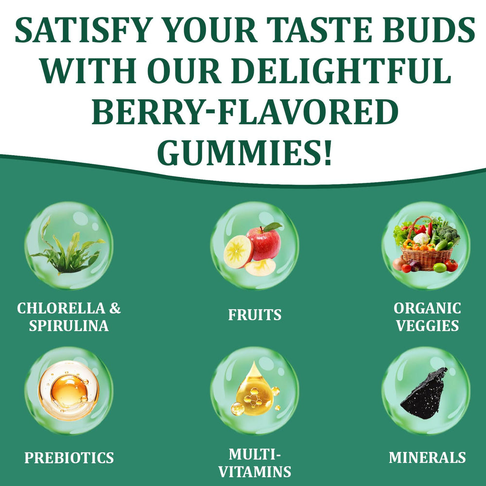 DYDUON Greens Gummies eight packets for convenient dosing.