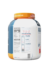Dymatize ISO100 salted caramel macros close-up shows 25 g protein per serving