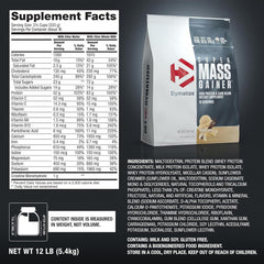 Dymatize Super Mass Gainer vanilla shake glass shows a calorie-dense shake