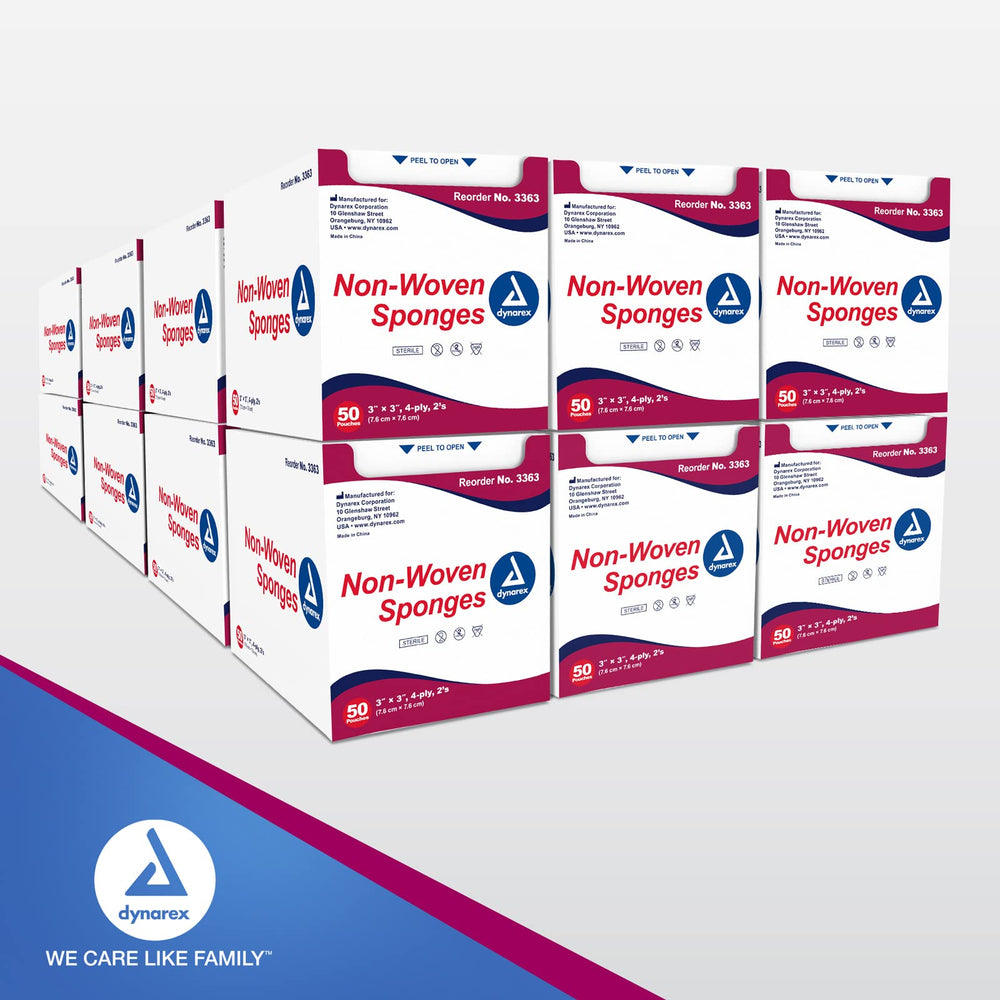 Dynarex 4-ply design provides reliable cleansing and dressing without shedding loose fibers.