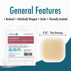 Dynarex DuraDerm hydrocolloid dressing inside box organized for clinicians.