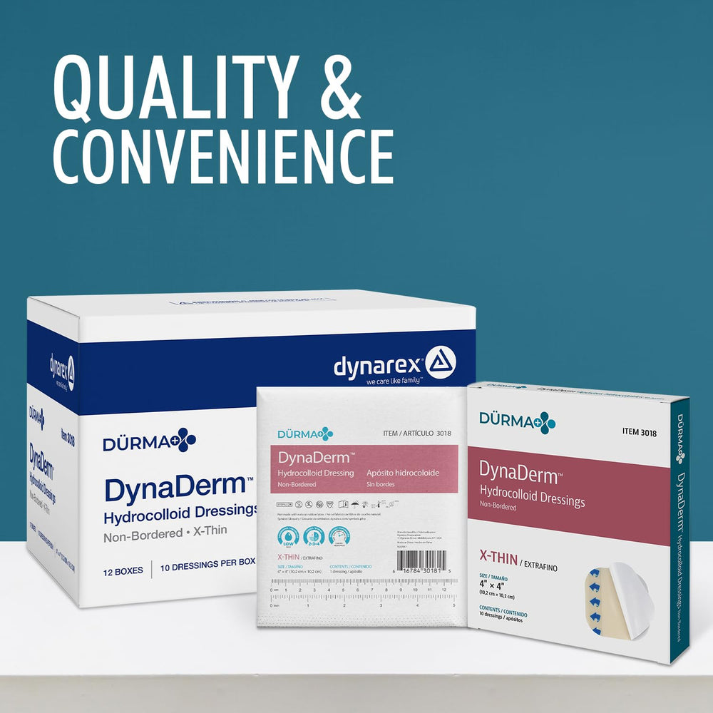 Dynarex Dynaderm hydrocolloid dressing supports long-wear wound management.