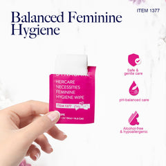 Individually wrapped Dynarex HerCare wipes provide discreet cleansing.