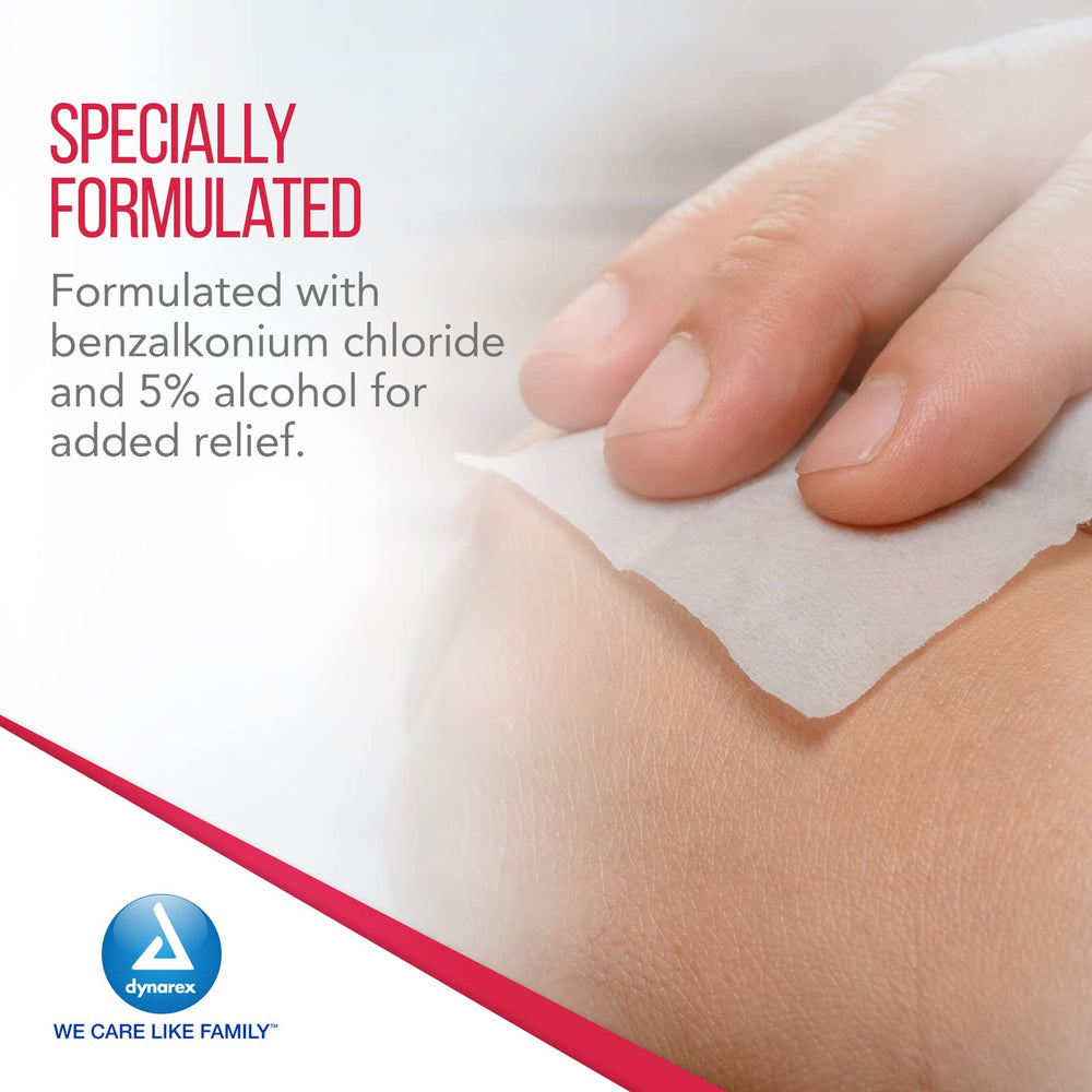 Dynarex Obstetrical Towelettes box on counter showing easy dispensing.