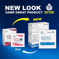 Dynarex Obstetrical Towelettes close-up texture highlights soft, disposable cleansing option.
