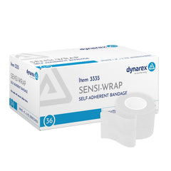 Dynarex Sensi-Wrap 2in bandage roll on white background shows compact, lightweight compression.