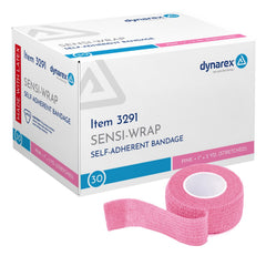 Dynarex Sensi-Wrap pink 1inch bandage ready for quick wrap and secure hold.