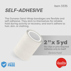 Dynarex Sensi-Wrap self-adhesive close-up highlights easy self-stick without pins.