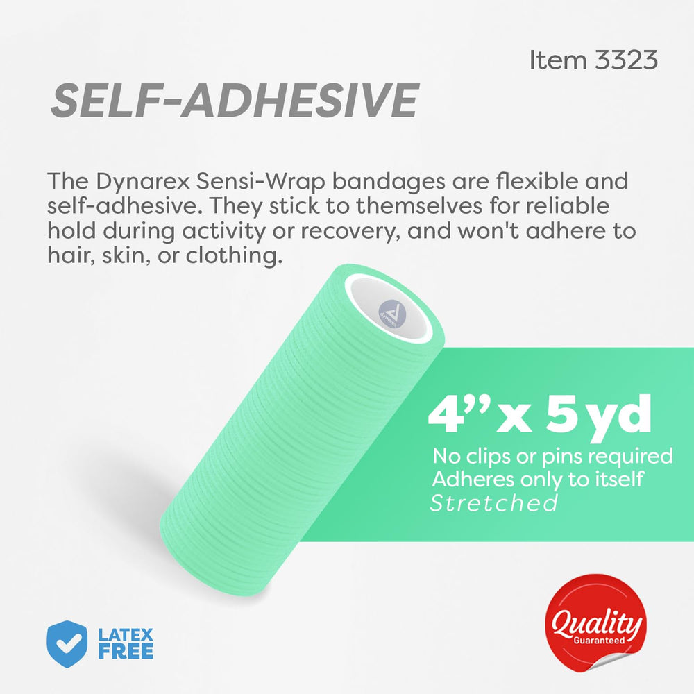 Dynarex Sensi-Wrap self-adhesive coverage ensures quick, secure hold.
