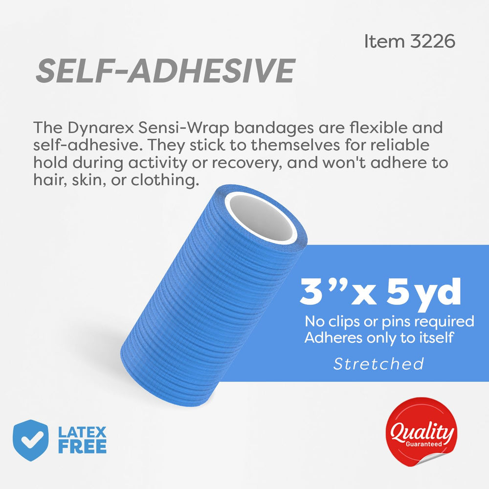 Dynarex Sensi-Wrap shown on arm for easy wrap-and-stick application.