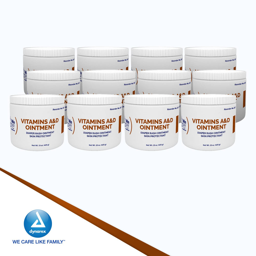Dynarex Vitamins A & D ointment for diaper rash with gentle relief.