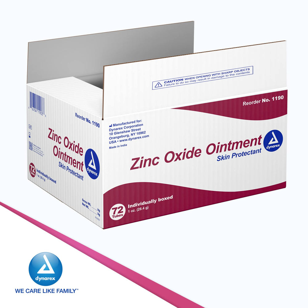 Dynarex Zinc Oxide Ointment packaging shows bulk supply for families.