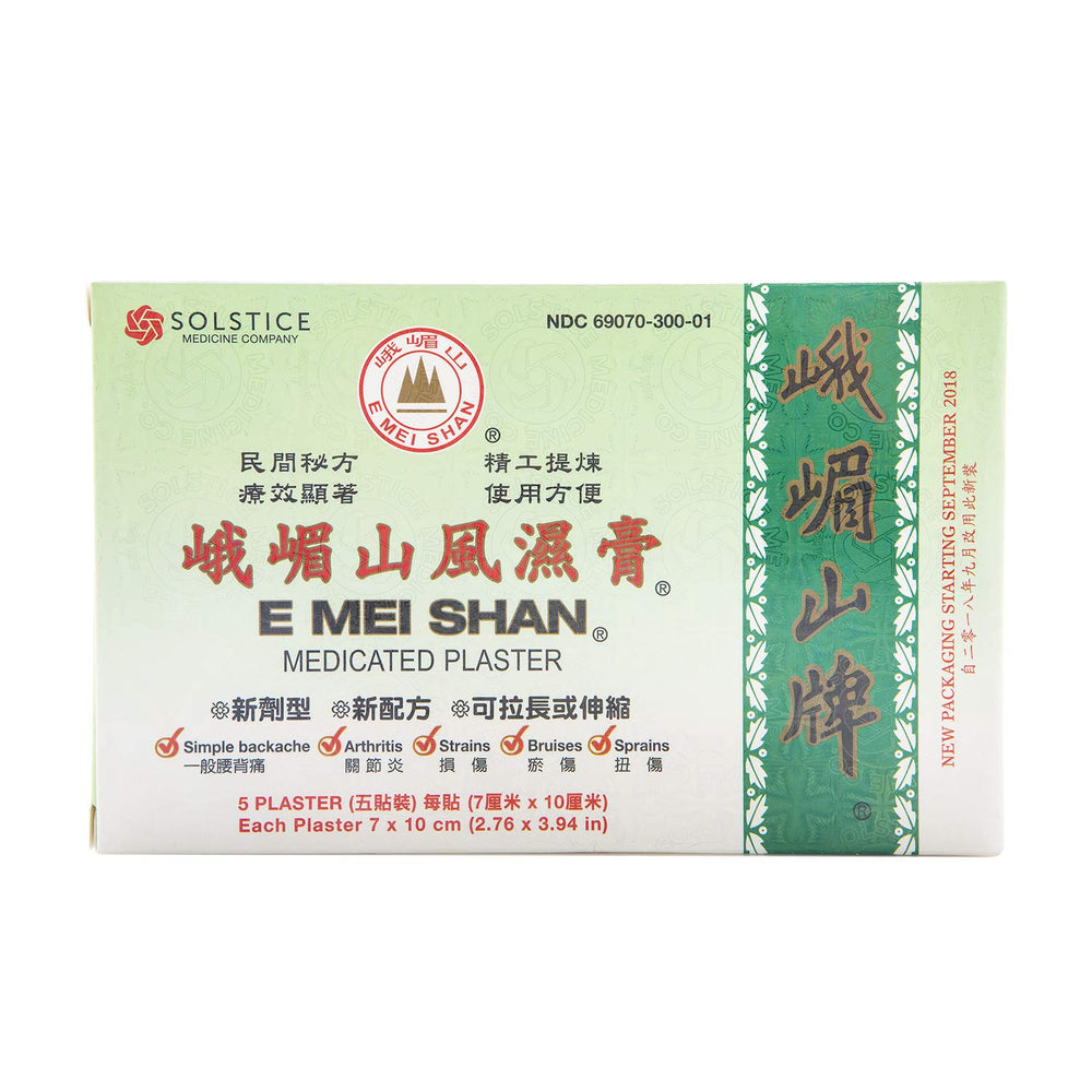E Mei Shan Jako Kototsu medicated plaster packaging front for quick relief