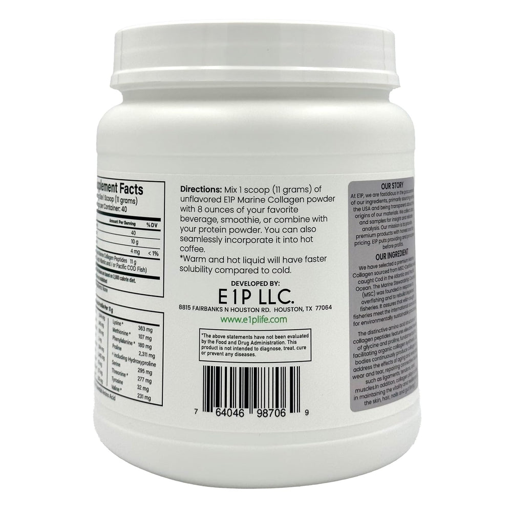 E1P MSC-certified purity label on packaging signals ethical sourcing