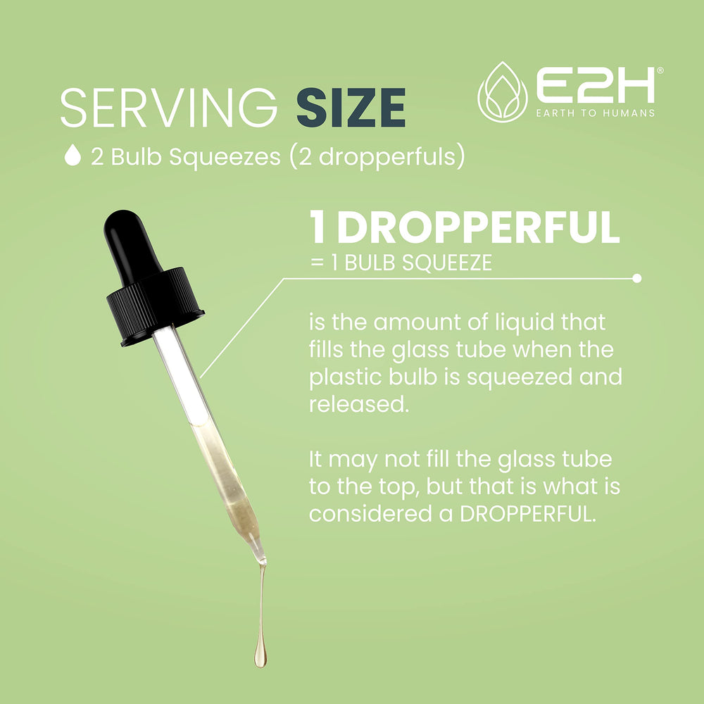 E2H Ashwagandha liquid drops dosing illustration for simple use