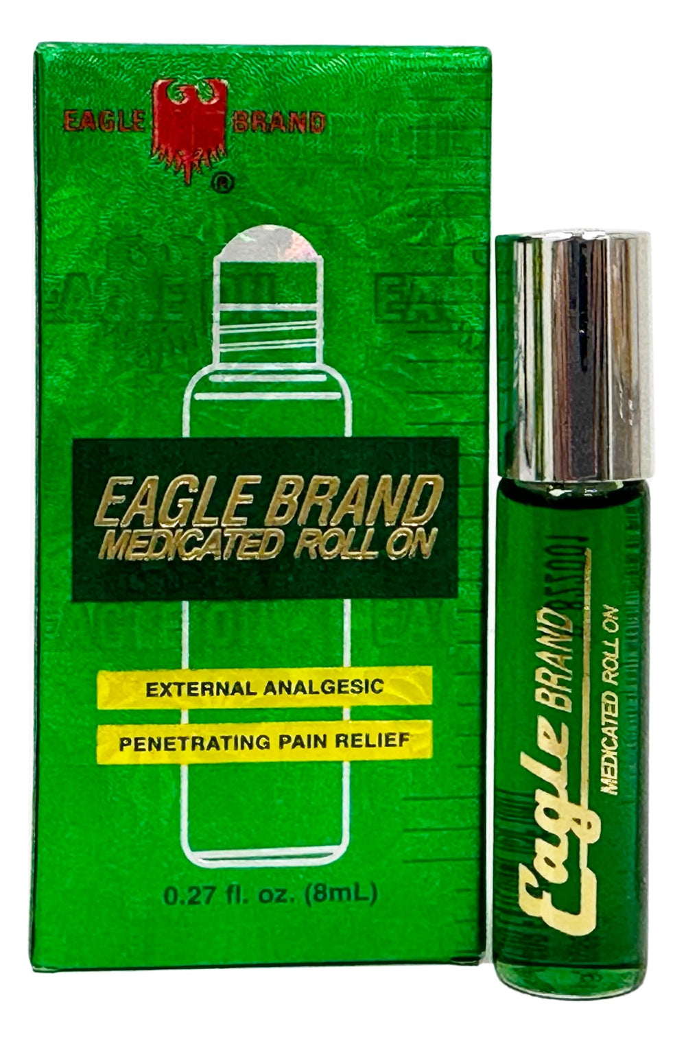 Eagle Brand Medicated Oil Roll-On in use for targeted relief on sore areas.