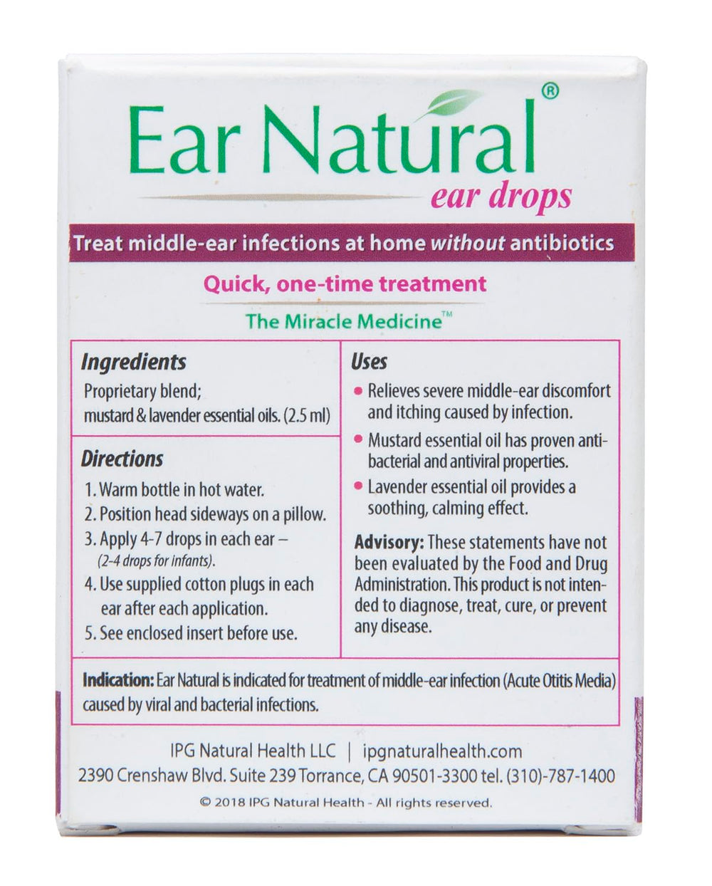 EarNatural ear drops dropper application showing precise dosage