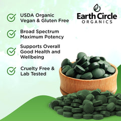 Earth Circle Organics vegan-label chlorella-spirulina tablets for plant-based wellness options