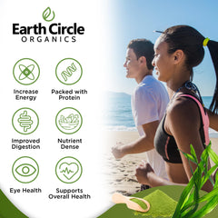 Earth Circle Organics Spirulina Powder scoop photo highlights convenient daily protein source