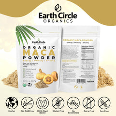 Earth Circle Organics Yellow Maca Powder dispensing pour for beverages.