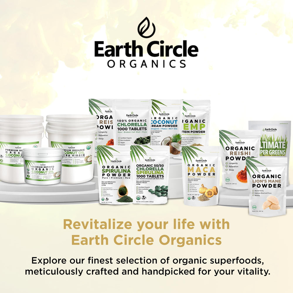 Earth Circle Organics Yellow Maca Powder jar demonstrates premium quality packaging.