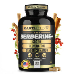 Earth Elixir 4-in-1 berberine bottle image for daily metabolic support.