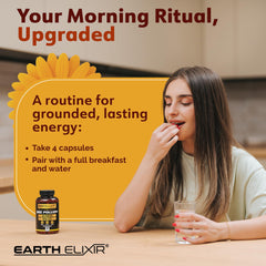 Earth Elixir royal jelly capsules highlighting premium royal jelly for energy and resilience