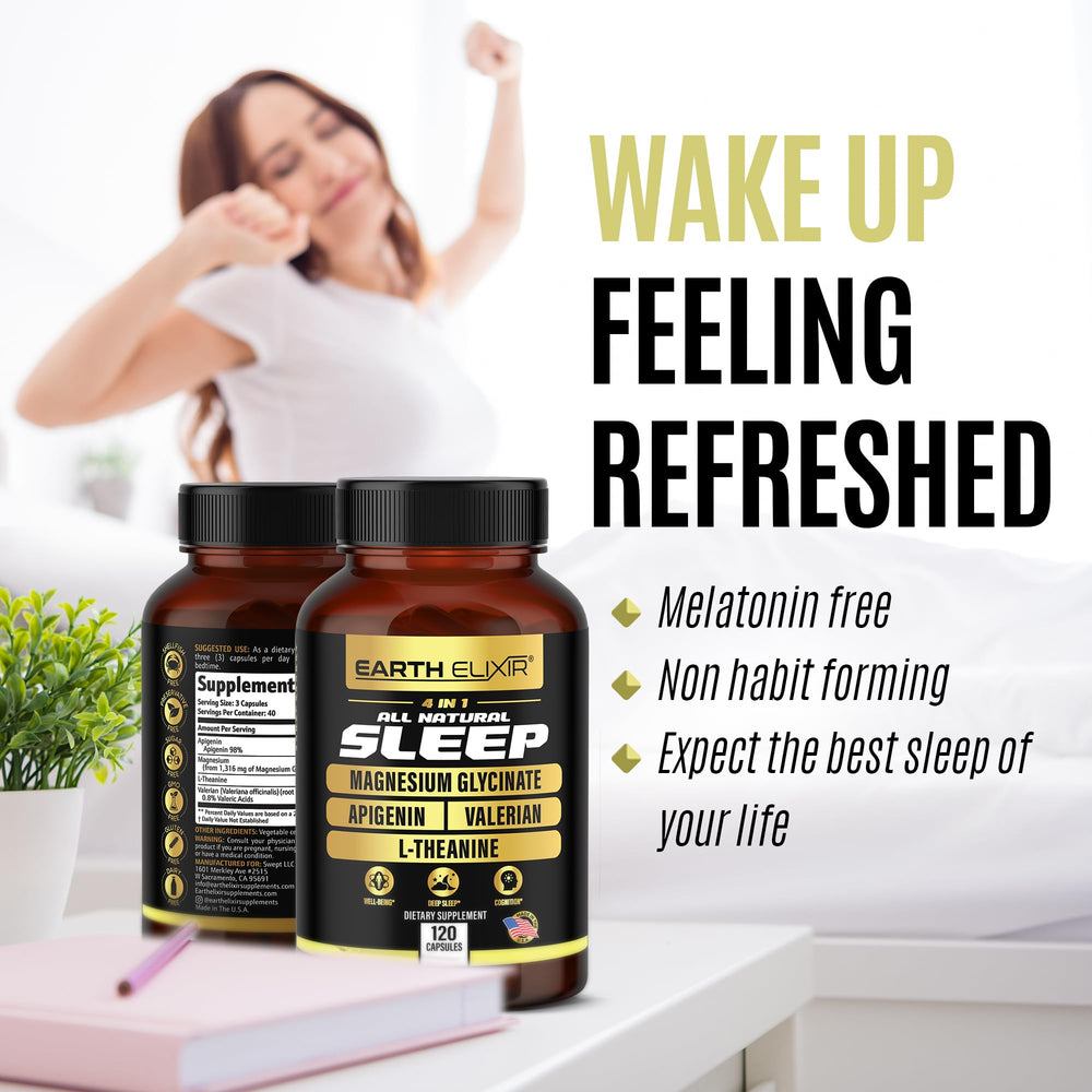 Earth Elixir valerian root 300mg capsules in bottle for peaceful night.