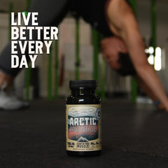 Earth Fed Muscle Arctic Advantage Krill Oil capsules; sourced from pristine Antarctic waters.