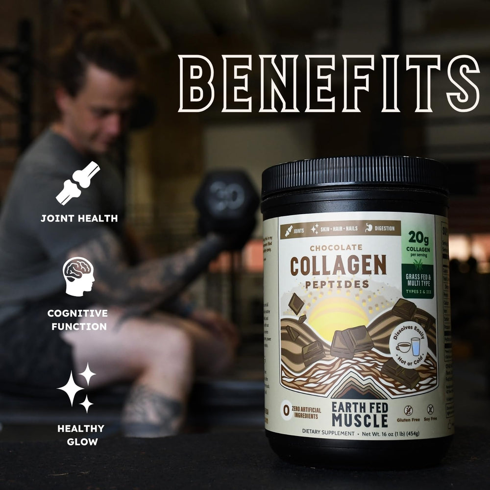 Earth Fed Muscle nutrition label of collagen powder detailing protein content