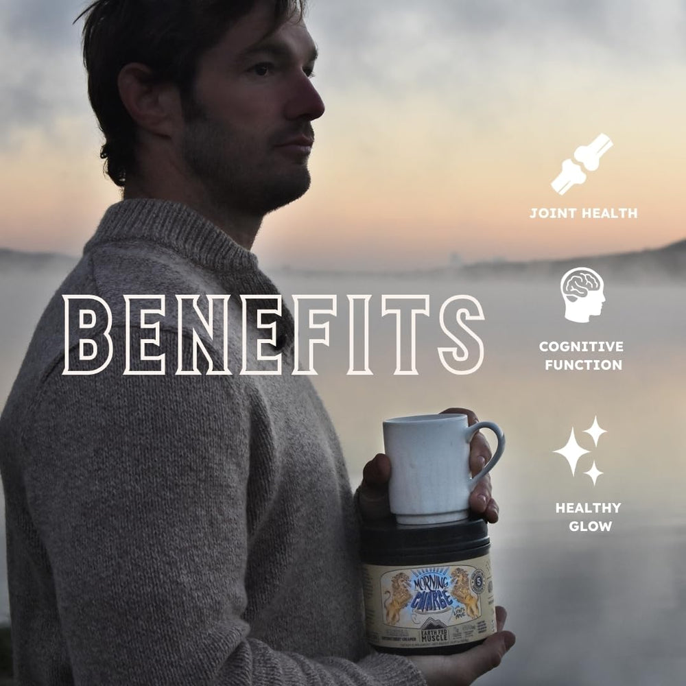 Earth Fed Muscle Morning Charge coffee cup captures creamy, gluten-free vanilla creamer in use.