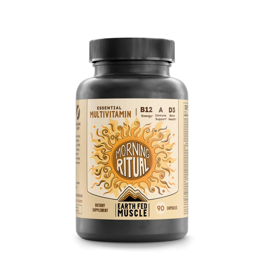 Earth Fed Muscle Morning Ritual bottle showing the complete women's multivitamin for daily energy