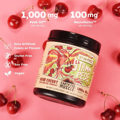 Scoop and powder texture of Stammpede for clean vegan pre-workout mixing.