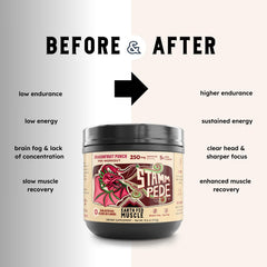 Shaker bottle with Earth Fed Muscle Stammpede dragon fruit punch ready to mix