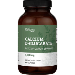Earth Harmony Calcium D-Glucarate 1200mg bottle on a counter, signaling detox support.