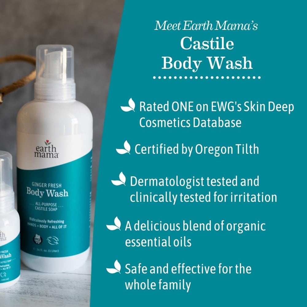 Earth Mama Ginger Fresh fragrance-free label highlighting mild formulation.